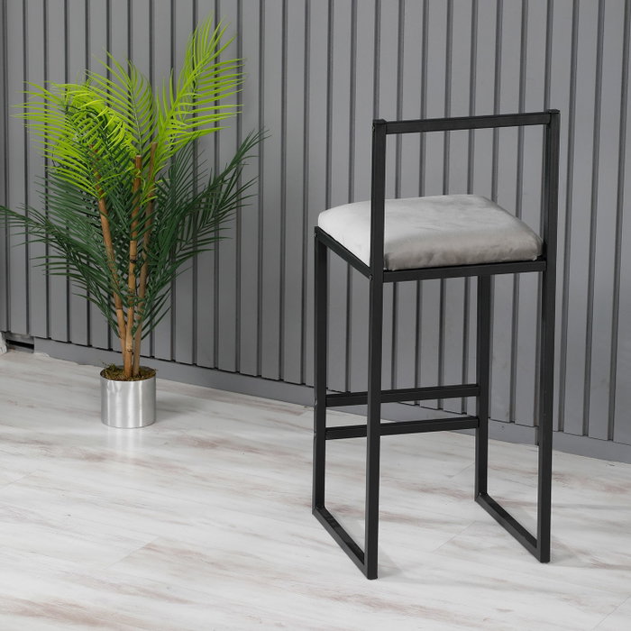 Hanah Home Taburete de Bar de Metal Gris